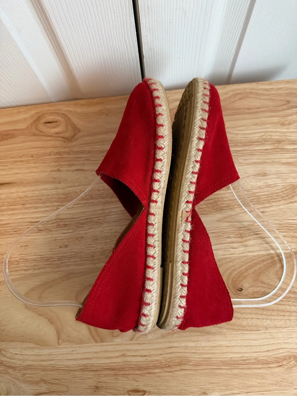 Verbenas Red Suede Espadrille Slip-Ons - Size 38